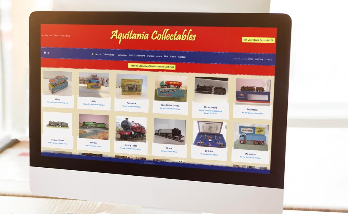 Aquitania Collectables Website Design by Lucent Dynamics Bournemouth