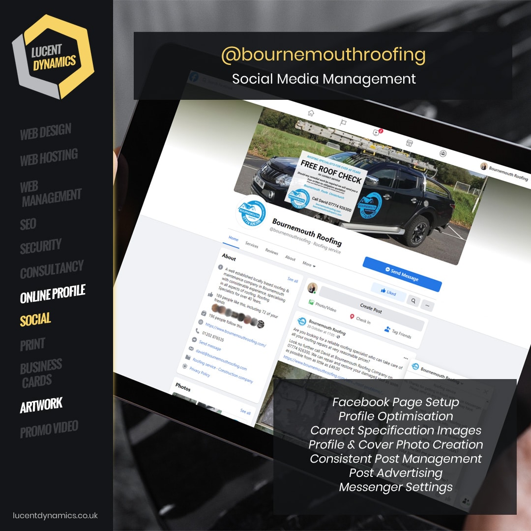 Social Media Management for Bournemouth Roofing by Lucent Dynamics Bournemouth