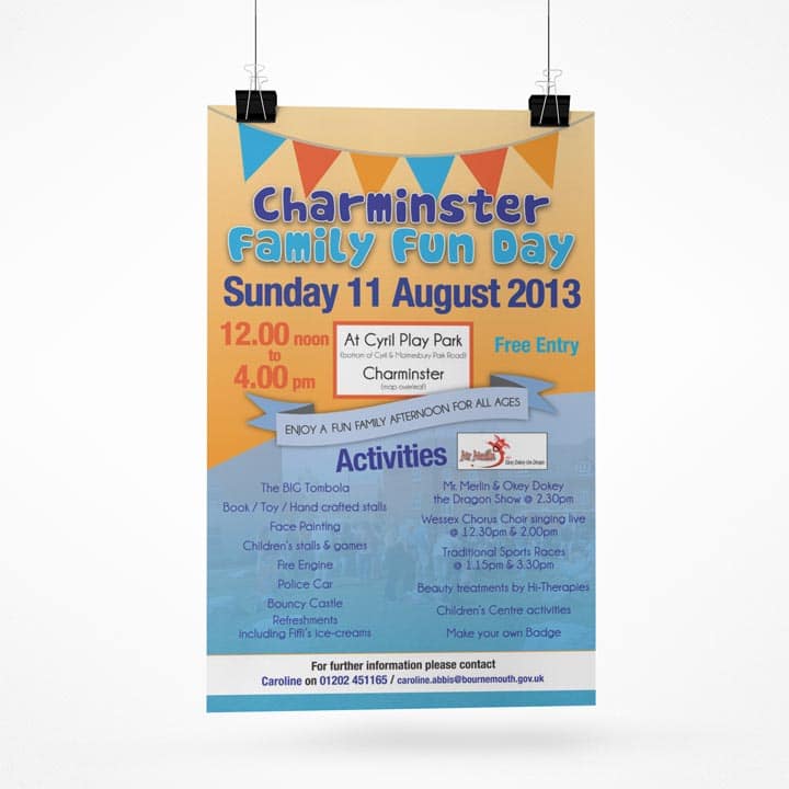 Charminster Fun Day Flyer designed and printed by Lucent Dynamics Bournemouth